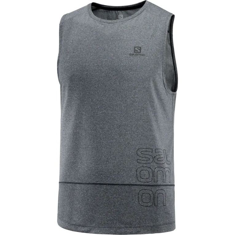 Salomon Cross Run Graphic Men's Tanks Dark Grey | CA 90K87